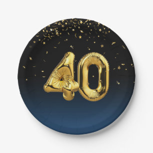 Assiettes En Carton Huile D'Or 40 Ballons Et Plaque De Papier Confetti