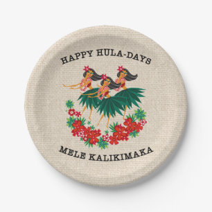Assiettes En Carton Hula Holiday paradisiaque Hawaiian Hula Girls