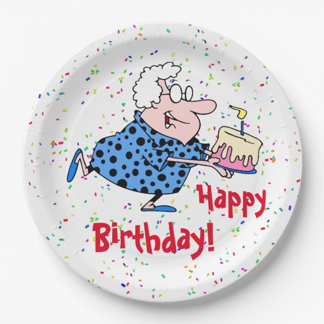 Assiettes En Carton Humorous Grandma Birthday Cake Party Paper (Devant)