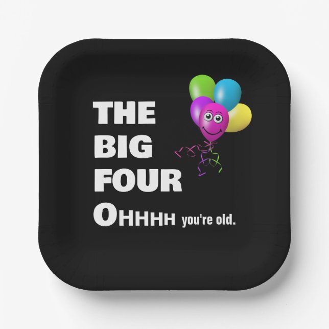 Assiettes En Carton humour de fête du 40e anniversaire (Recto)