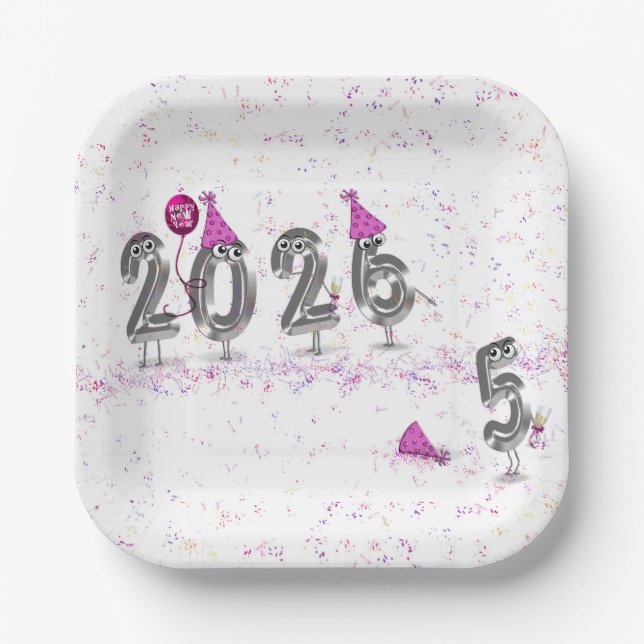 Assiettes En Carton humour du Nouvel An 2025 (Recto)