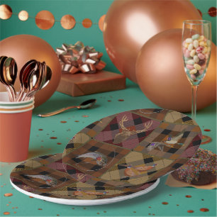 Assiettes En Carton Hunt Club Plaid with Wildlife Game