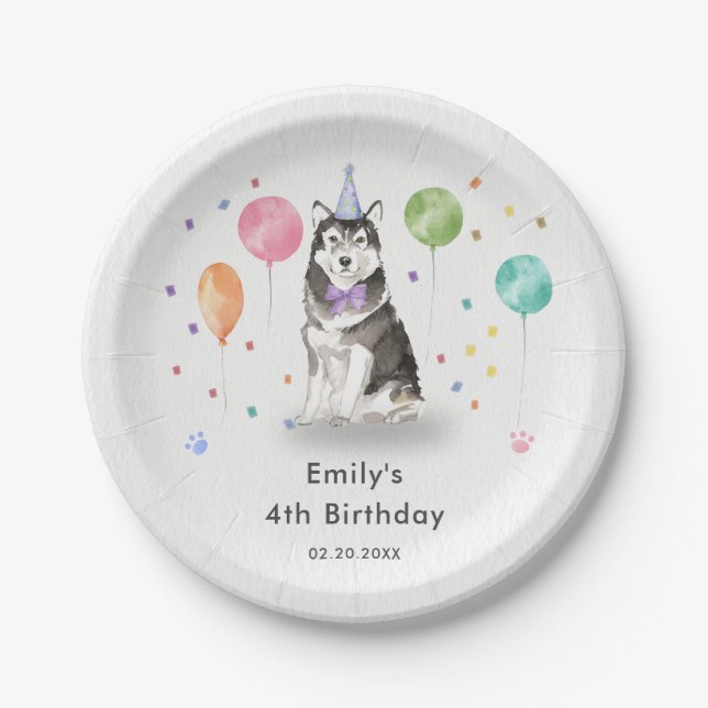 Assiettes En Carton Husky Sibir Chien Chien Chien Chien Anniversaire d (Devant)