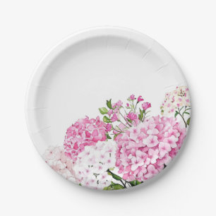 Assiettes En Carton Hydrangea Rose