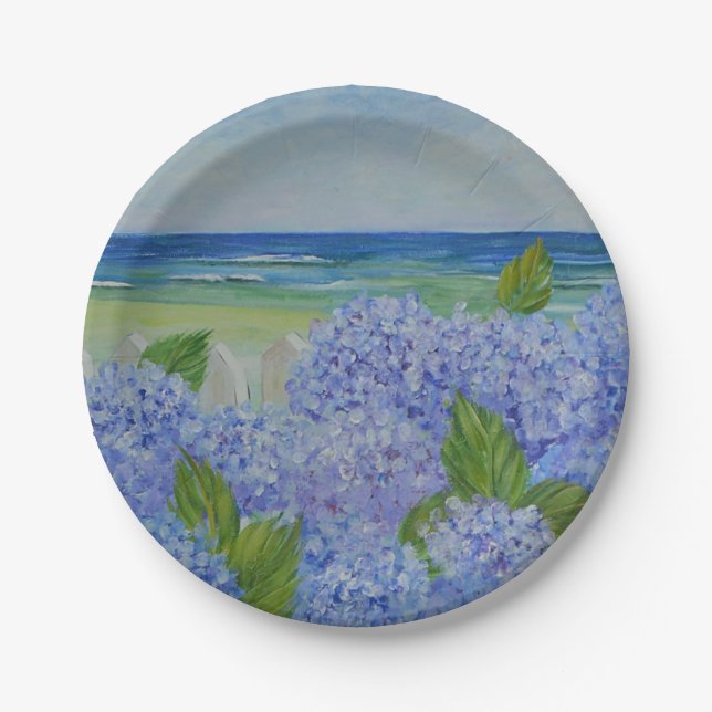 Assiettes En Carton Hydrangées Par La Plaque De Papier De Mer (Devant)