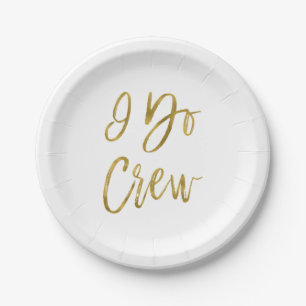 Assiettes En Carton I Do Crew Faux Gold Foil et Plaques blanches