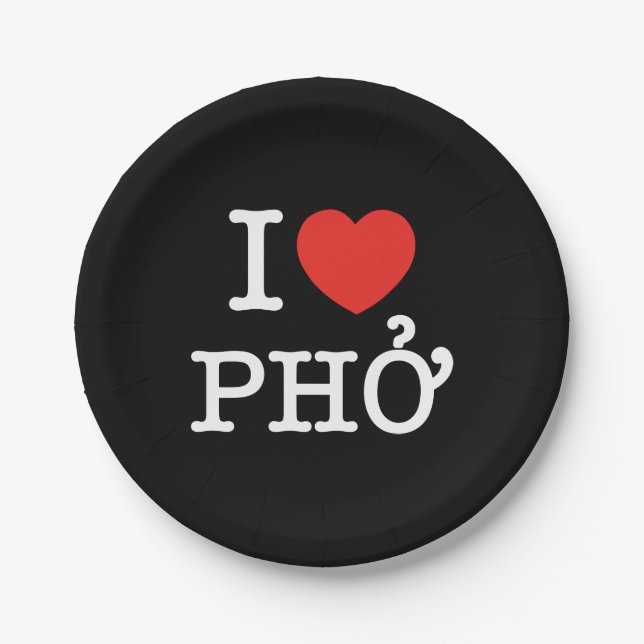 Assiettes En Carton I Heart (Amour) Pho (Devant)