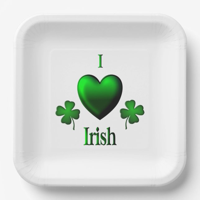 Assiettes En Carton I Heart Irish (Recto)