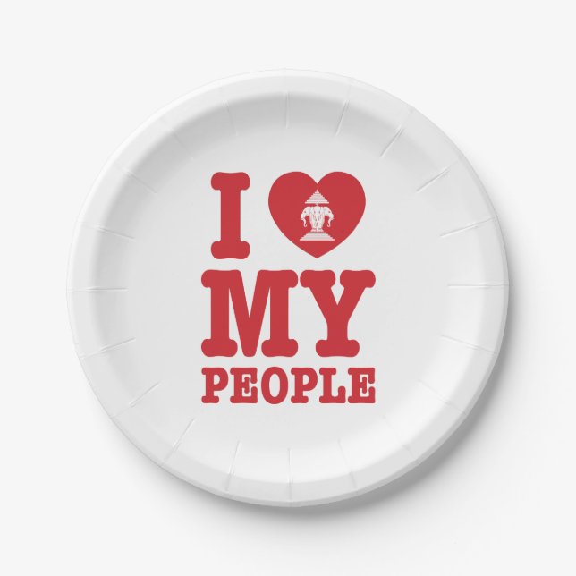Assiettes En Carton I Heart (Love) Erawan My Lao People (Devant)