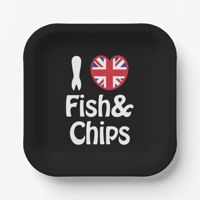 Assiettes En Carton I Heart [Love] Poisson & Chips Bandana (Recto)