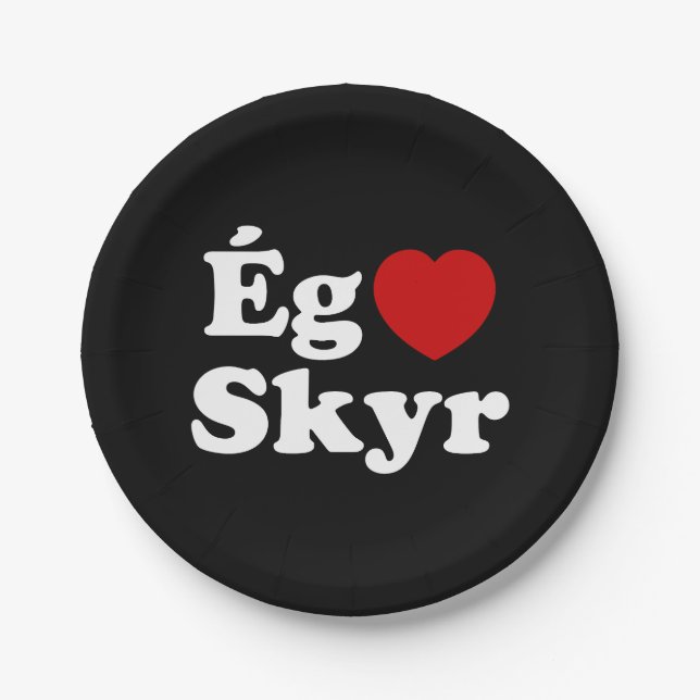 Assiettes En Carton I Heart (Love) Skyr [Ég Elska Skyr] Islandais (Devant)
