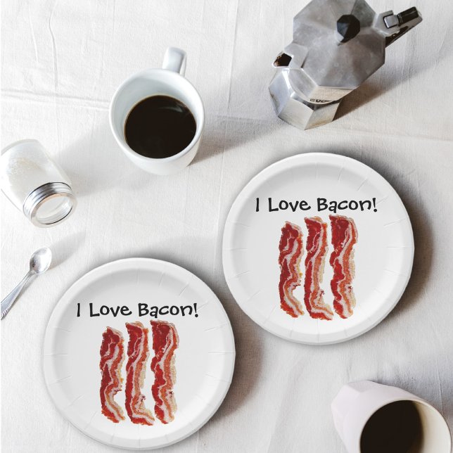 Assiettes En Carton I Love Bacon (Créateur téléchargé)