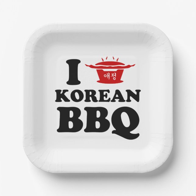 Assiettes En Carton I Love Korean BBQ (고 기 구 이) (Recto)