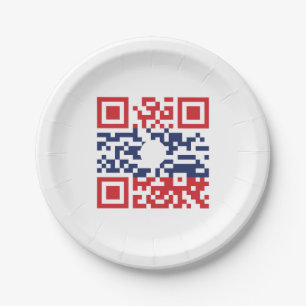 Assiettes En Carton I Love Laos (Khoy Huk Lao) Drapeau QR Code   Geek 