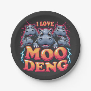 Assiettes En Carton I Love Moo Deng Baby Hippo Amateurs