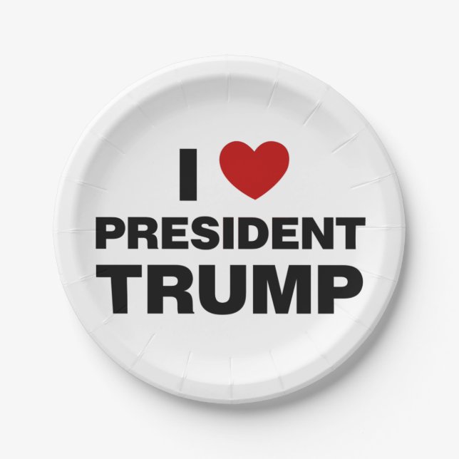 Assiettes En Carton I Love Président Trump Heart (Devant)