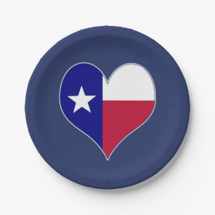 Assiettes En Carton I Love Texas Flag Heart