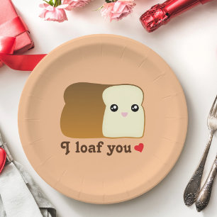 Assiettes En Carton I Love You Kawaii Pread Funny Cartoon Food Pun