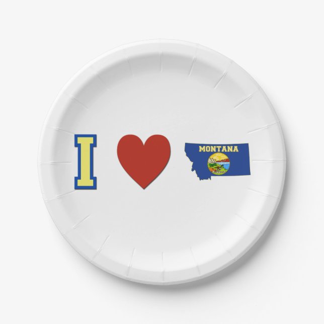 Assiettes En Carton I plats de papier de partie du Montana de coeur (Devant)