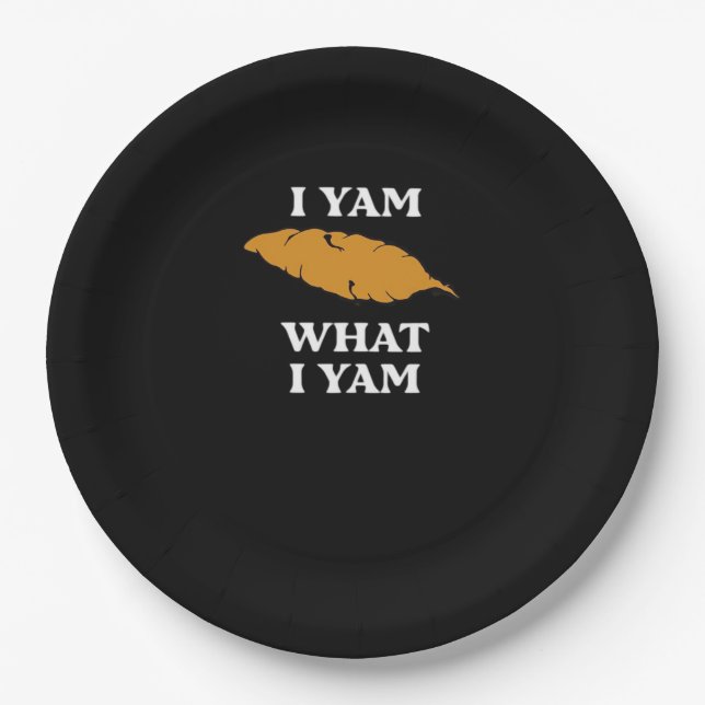 Assiettes En Carton I Yam What I Yam - Funny Potato Sarcasme Pun (Devant)