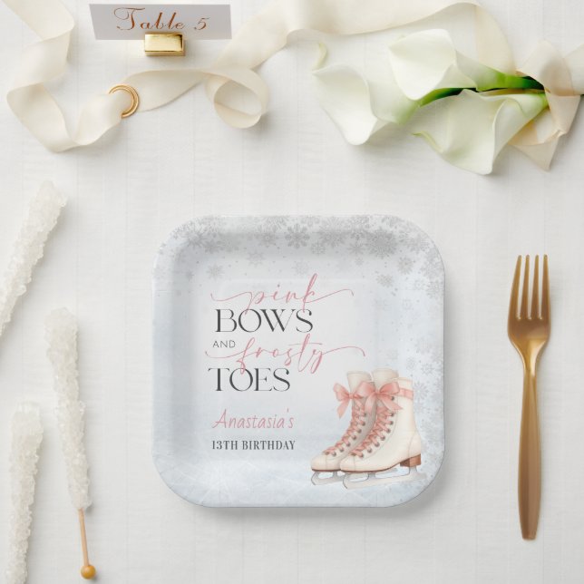 Assiettes En Carton Ice Skating Teen Birthday Pink Bow (Mariage)