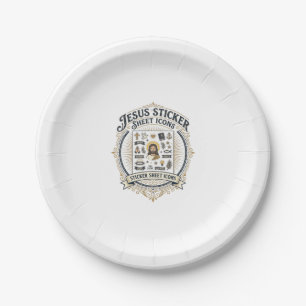 Assiettes En Carton Icônes de feuille d'autocollants Jésus Icône de fe
