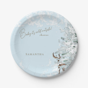 Assiettes En Carton Icy Blue Woodland Baby il fait froid dehors