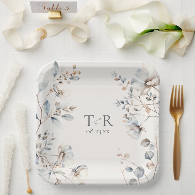Assiettes En Carton ID de Mariage frontalier Fleur sauvage spécifié110 (Mariage)