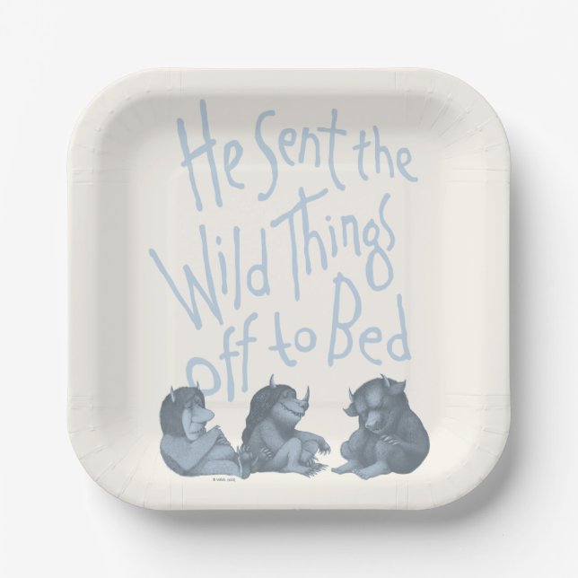 Assiettes En Carton Il a envoyé des choses sauvages au lit - Bleu (Recto)