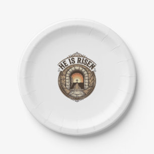 Assiettes En Carton Il Est Ressuscité Vintage Pâques Croix T-Shirt