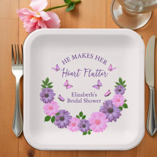 Assiettes En Carton Il fait battre son cœur Papillons Shower de mariag