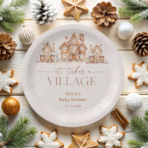 Assiettes En Carton Il faut un Baby shower d'hiver de village