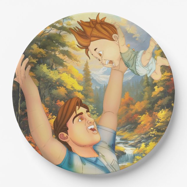 ASSIETTES EN CARTON IL N'Y A RIEN DE TEL QU'UNE BONNE TOUCHE AVEC PAPA (Devant)