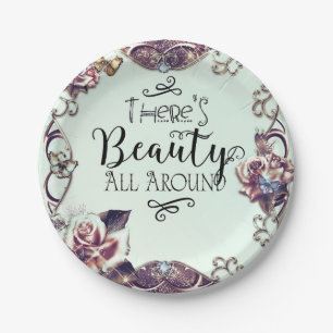 Assiettes En Carton Il y a de la beauté partout Papillons et roses