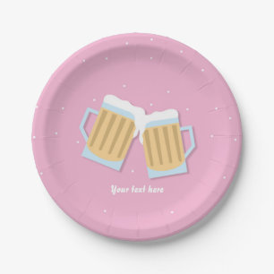 Assiettes En Carton Il y a un Baby shower rose de bière brassante pour
