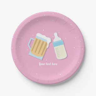 Assiettes En Carton Il y a un Baby shower rose de bière brassante pour