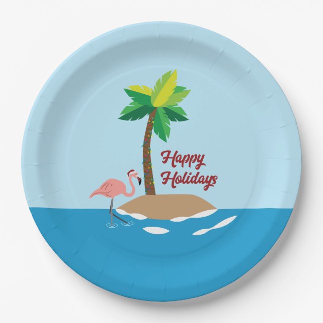 Assiettes En Carton Île de Noël tropicale (Devant)