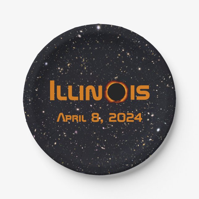 Assiettes En Carton Illinois 2024 Total Solaire Eclipse (Devant)