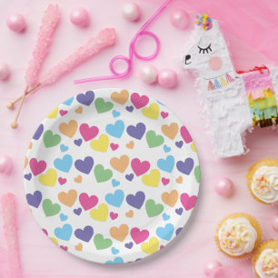 Assiettes En Carton illusima Arc-en-ciel Love Hearts Fête