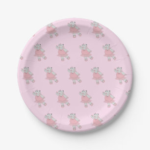 Assiettes En Carton illusima Ballerina Hippo Pastel rose