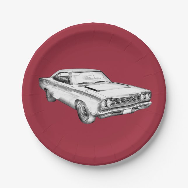 Assiettes En Carton Illustration 1968 de voiture de muscle de (Devant)