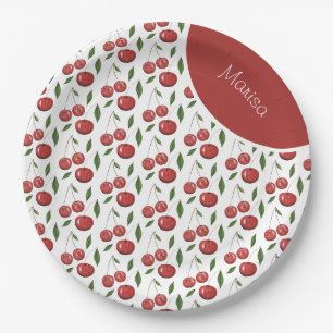 Assiettes En Carton Illustration aquarelle de cerises douces
