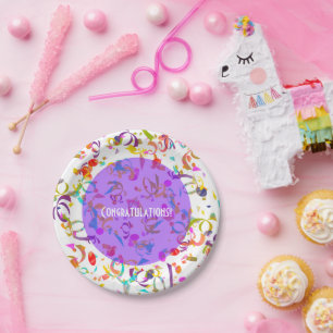 Assiettes En Carton Illustration colorée de lancer de confettis