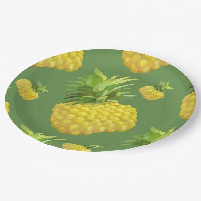 Assiettes En Carton Illustration d'ananas (Angle)