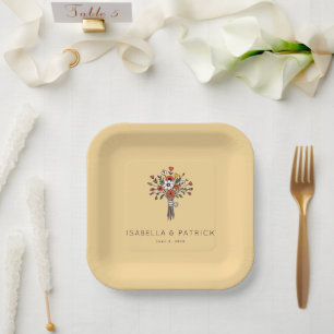 Assiettes En Carton Illustration de bouquet floral rouge joyeux
