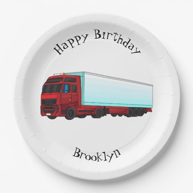 Assiettes En Carton Illustration de camion roumain (Devant)