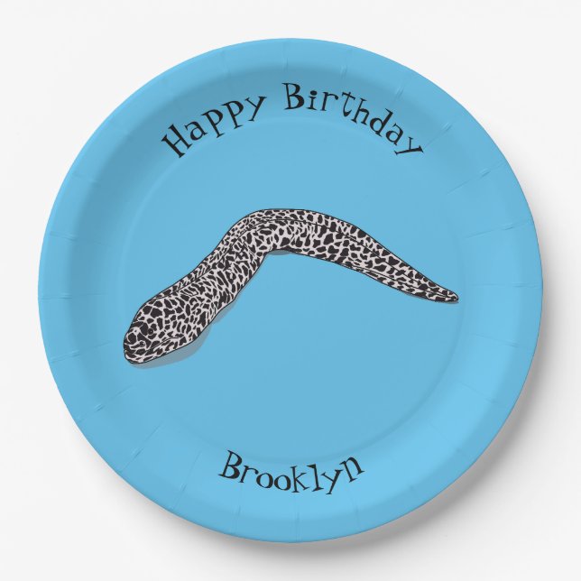 Assiettes En Carton Illustration de caricature de murène tachetée (Devant)