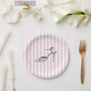 Assiettes En Carton Illustration de chaussure mode rayure rose