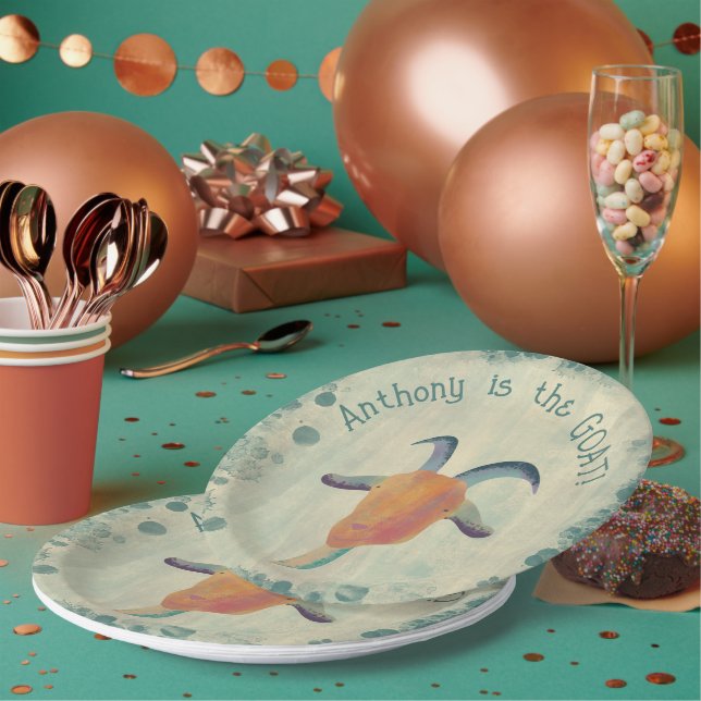 Assiettes En Carton Illustration de chèvre peinte moderne personnalisé (Multi)