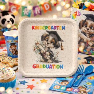 Assiettes En Carton Illustration de chiot de maternelle diplômé mignon